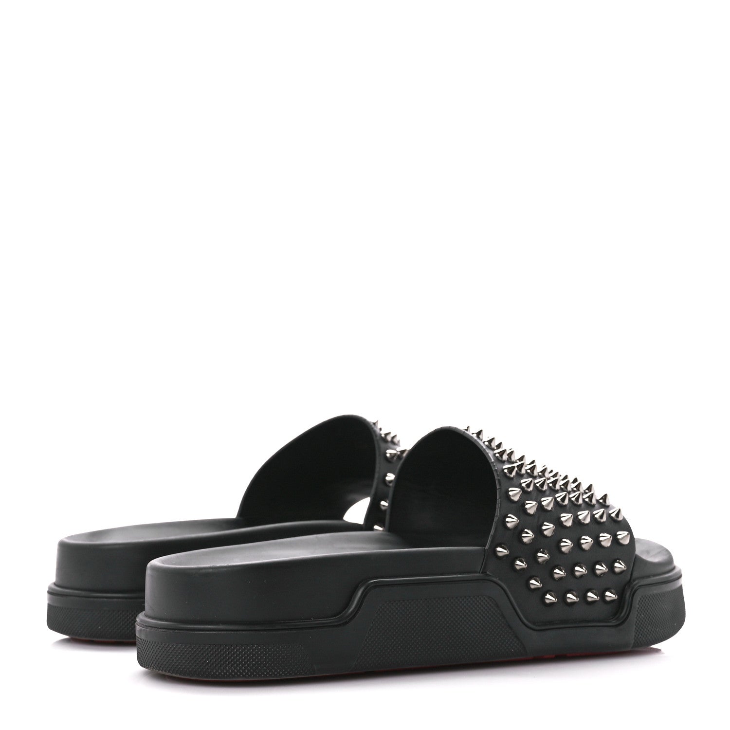 Christian Louboutin Calfskin Studded Pool Fun Platform Flat Slide Sandals 40 Black 4 of 9