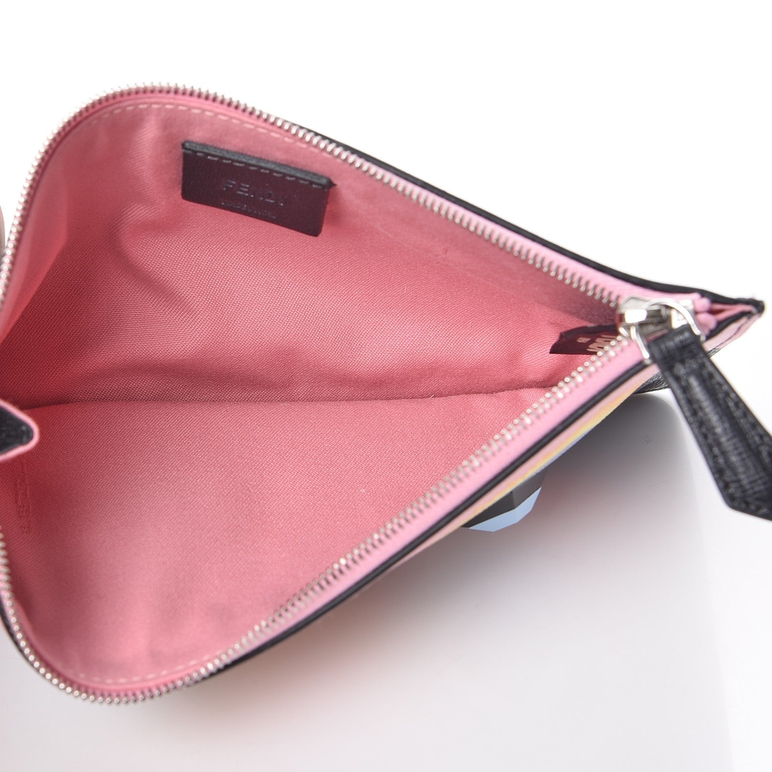 Fendi Vitello Elite Century Hypnoteyes Studded Zip Pouch Bubblegum Multicolor 5 of 8