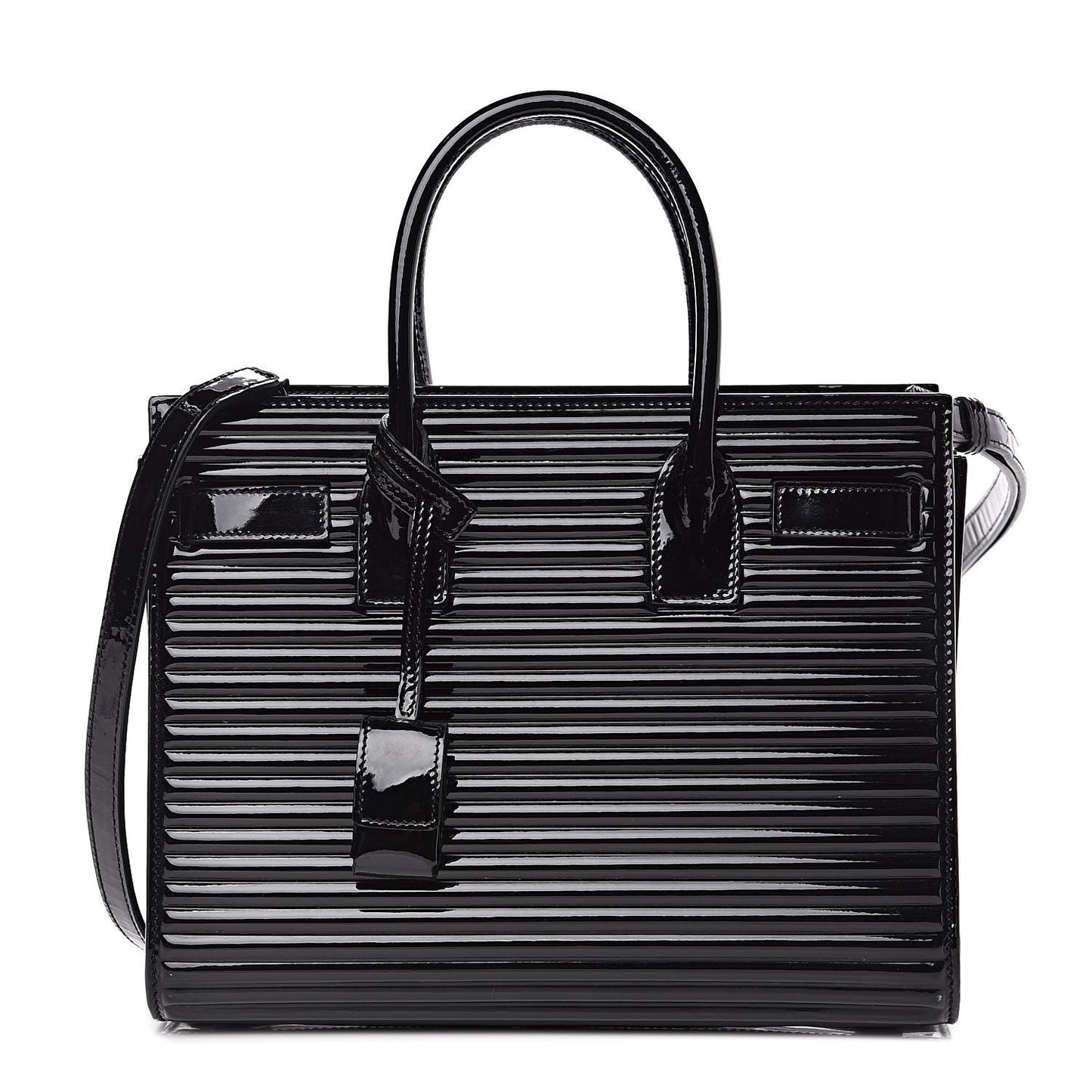 Ribbed Patent Calfskin Baby Sac De Jour Black