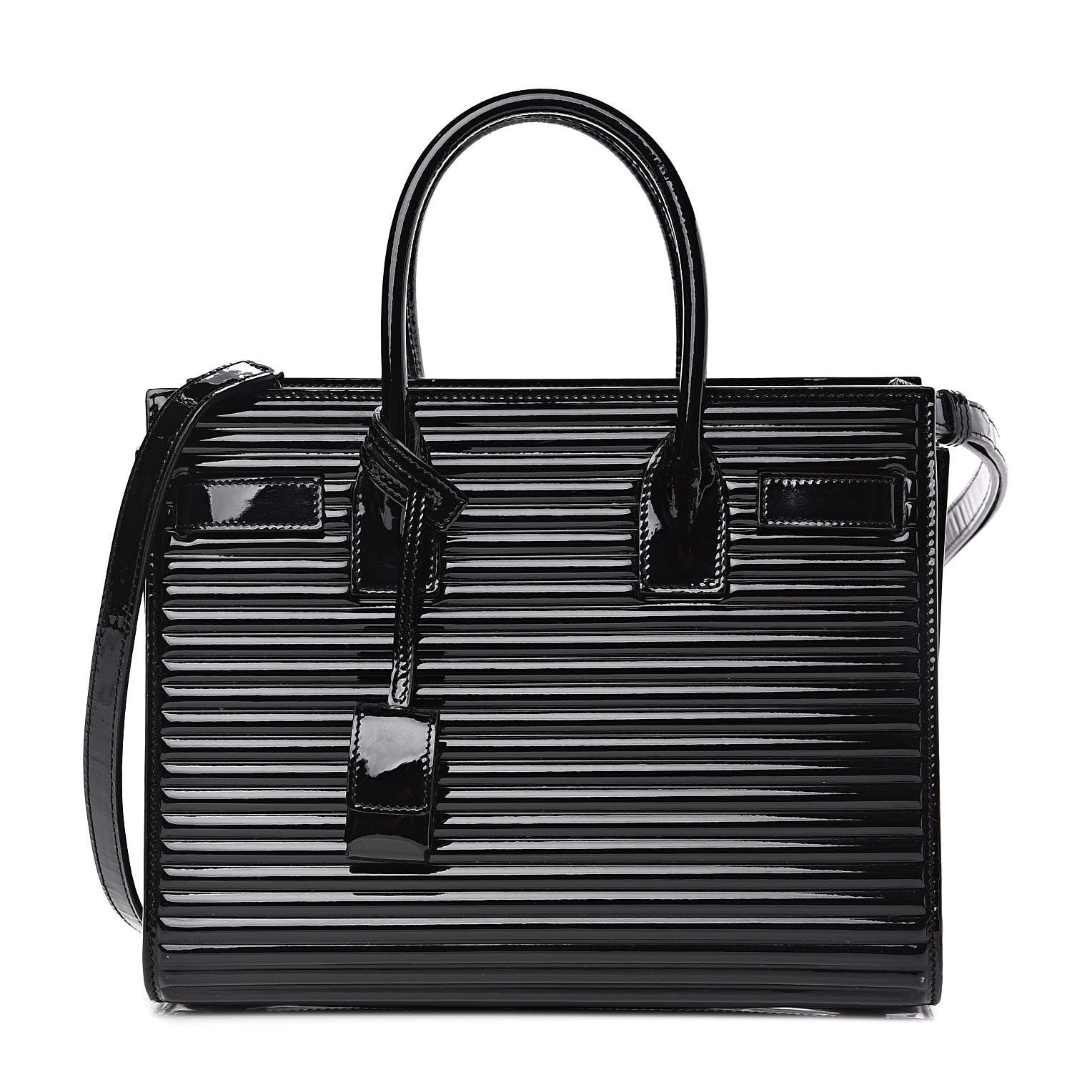 Saint Laurent Ribbed Patent Calfskin Baby Sac De Jour Black 1 of 11