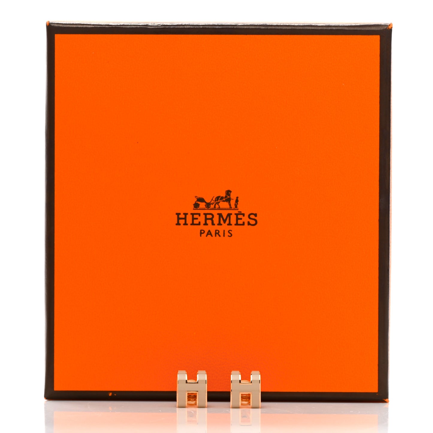 Rose Gold Lacquered Mini Pop H Earrings Marron Glace