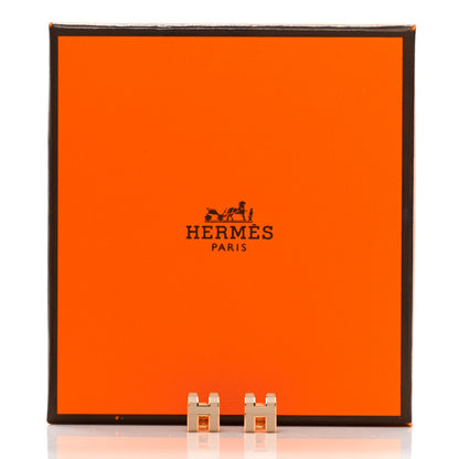 Hermes Rose Gold Lacquered Mini Pop H Earrings Marron Glace 6 of 6