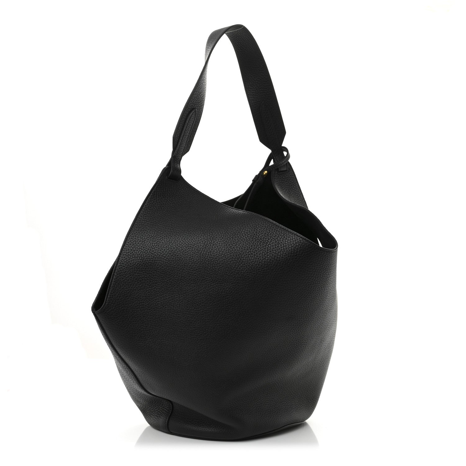Khaite Pebbled Sport Calfskin Medium Lotus Tote Black 4 of 10