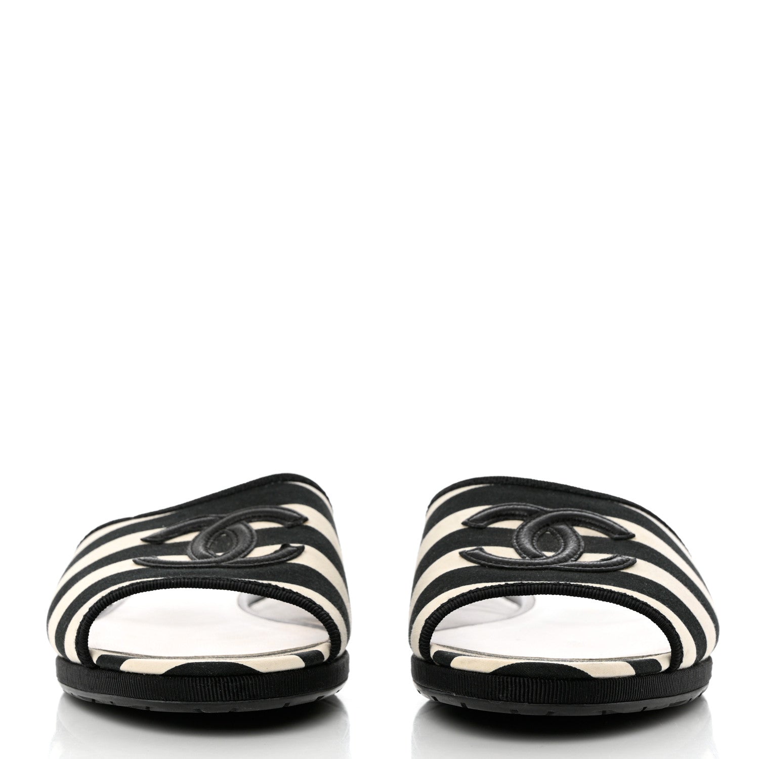 Chanel Striped CC Mules 41 Black White 2 of 12
