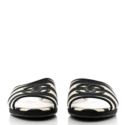 Chanel Striped CC Mules 41 Black White 2 of 12