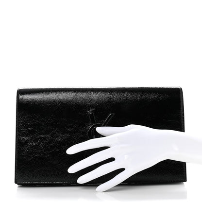 Saint Laurent Textured Patent Monogram Large Belle De Jour Clutch Black 3 of 7
