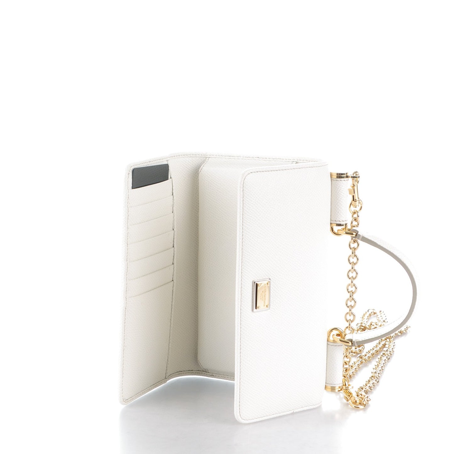Dauphine Gloss Chain Strap Phone Bag Bianco