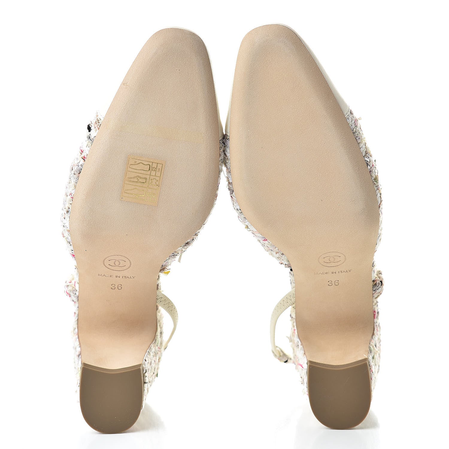 Chanel Tweed Lambskin Cap Toe CC Slingback Pumps 36 Brown Ecru Green White 5 of 8