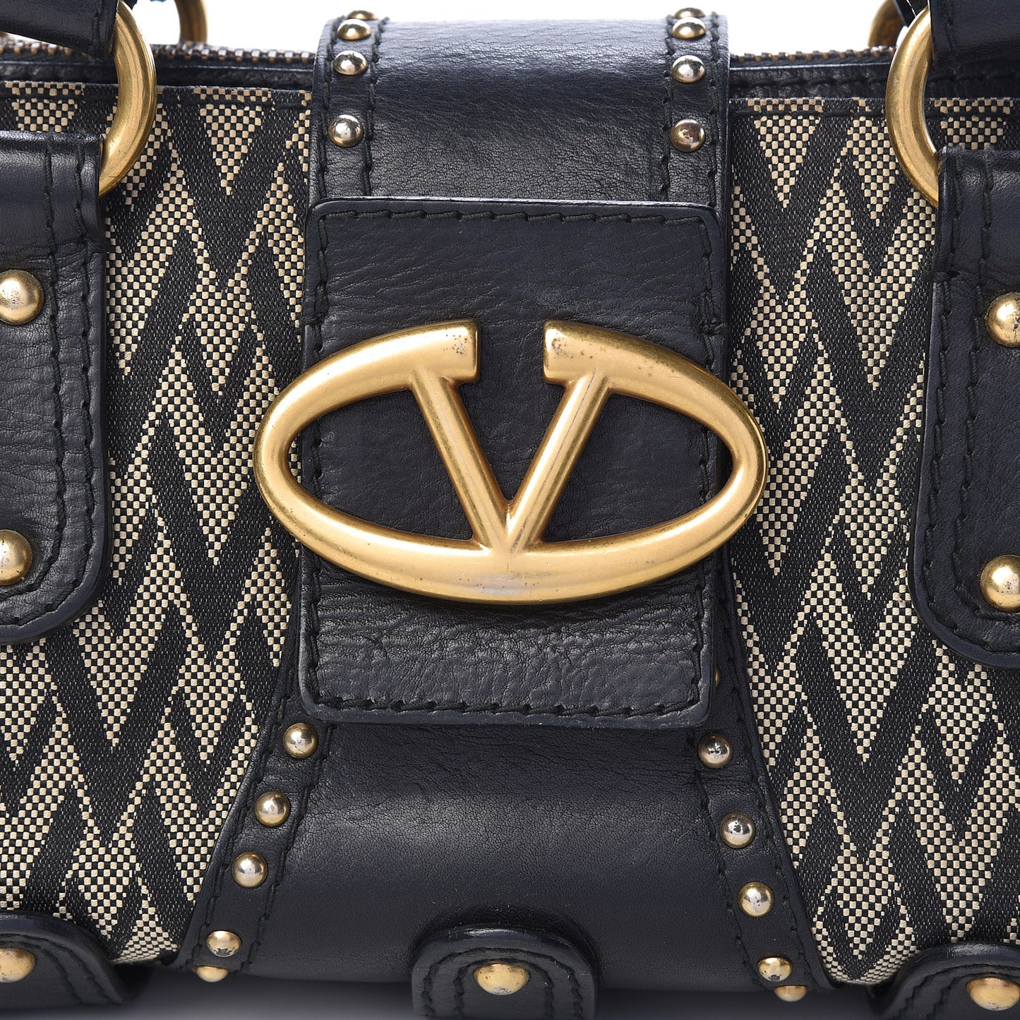 Jacquard Print V logo Shoulder Bag Black