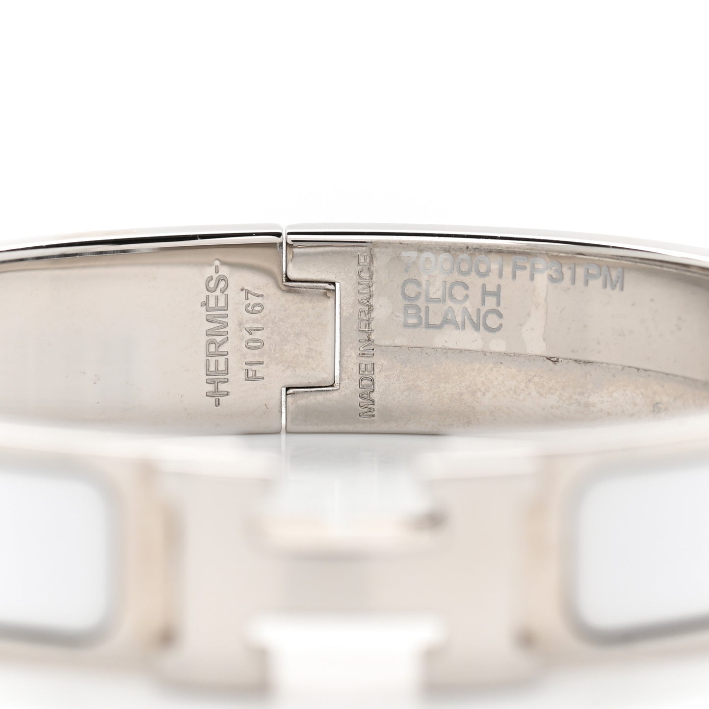 Enamel Narrow Clic Clac H Bracelet PM White