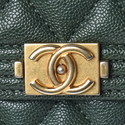 Chanel Caviar Quilted Compact Boy Wallet Green 10 of 10