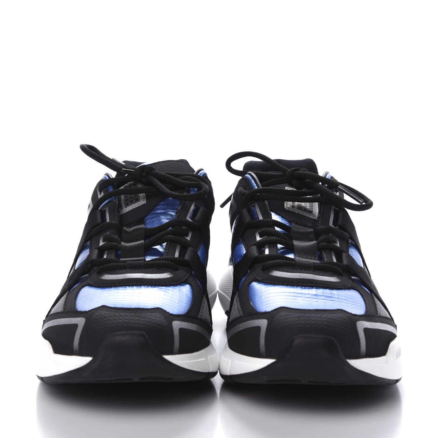 Christian Dior X Sorayama Ripstop Nylon Calfskin Mens B24 Runtek Sneakers 43 Blue Black 2 of 9