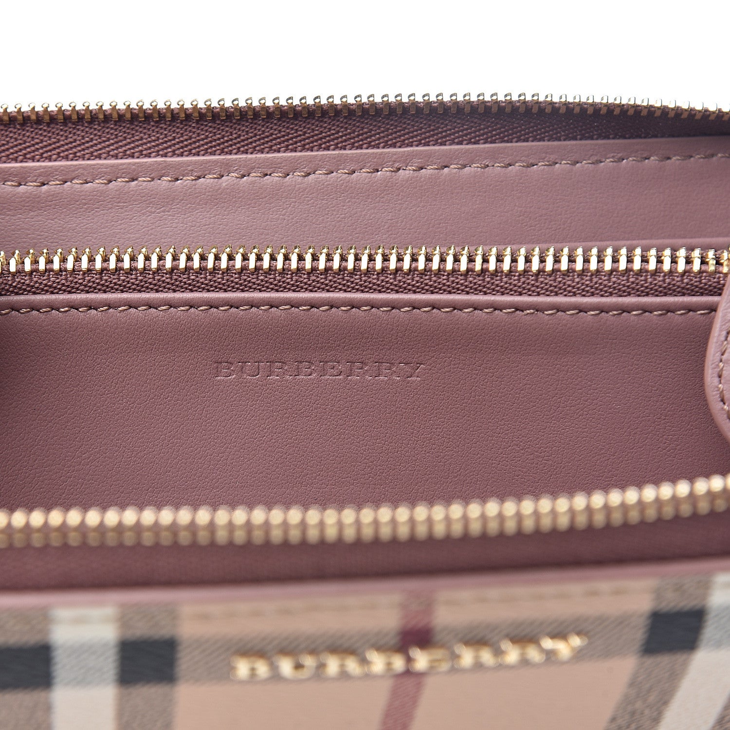 Burberry Haymarket Check Large Ziggy Zip Around Wallet Dusty Pink 5 of 5