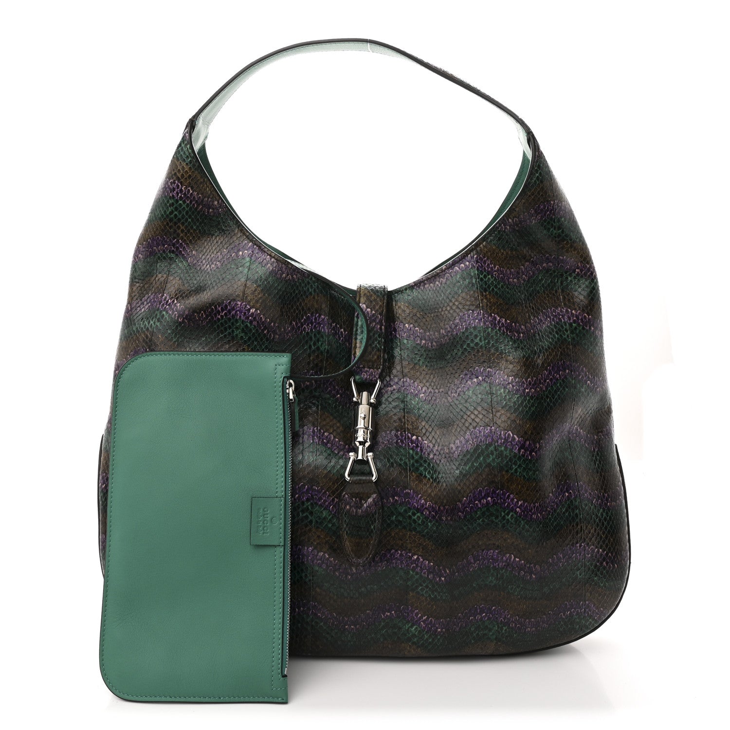 Gucci Snakeskin Large Jackie Hobo Green Multicolor 3 of 13