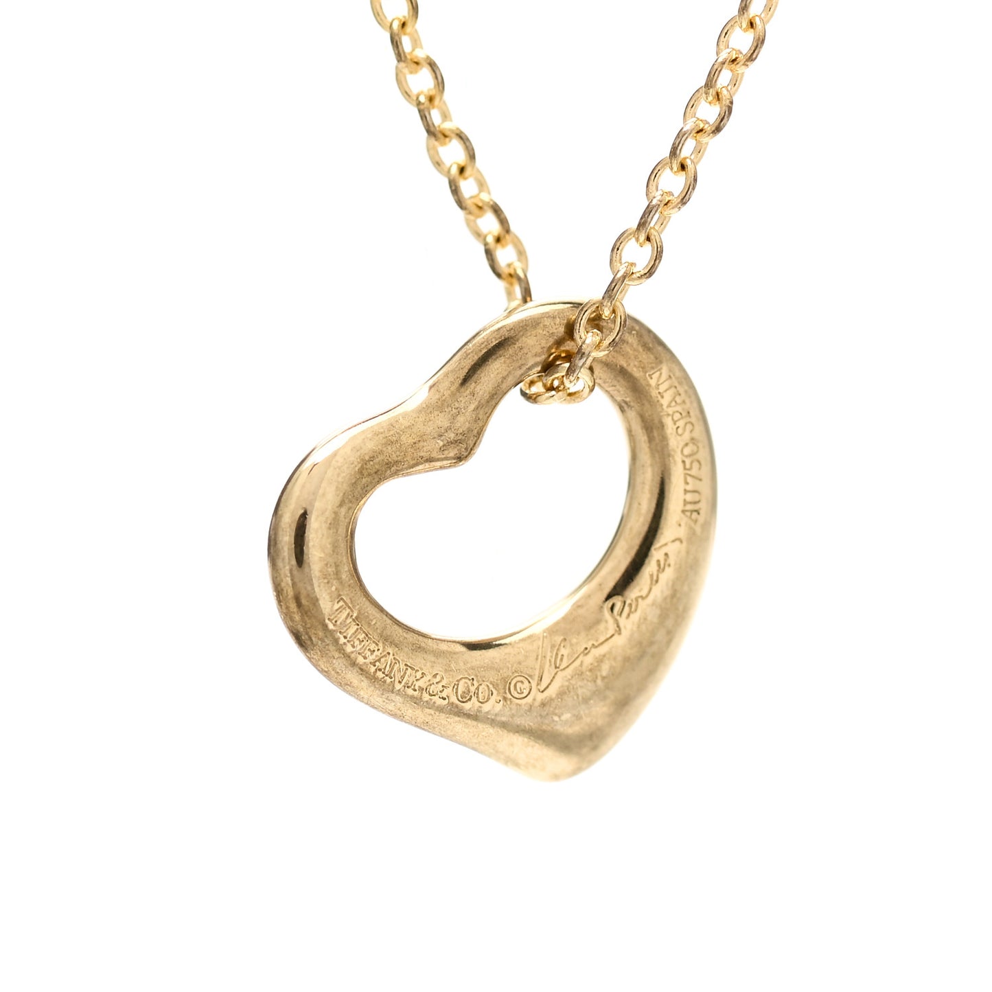 18K Yellow Gold 11mm Elsa Peretti Open Heart Pendant Necklace