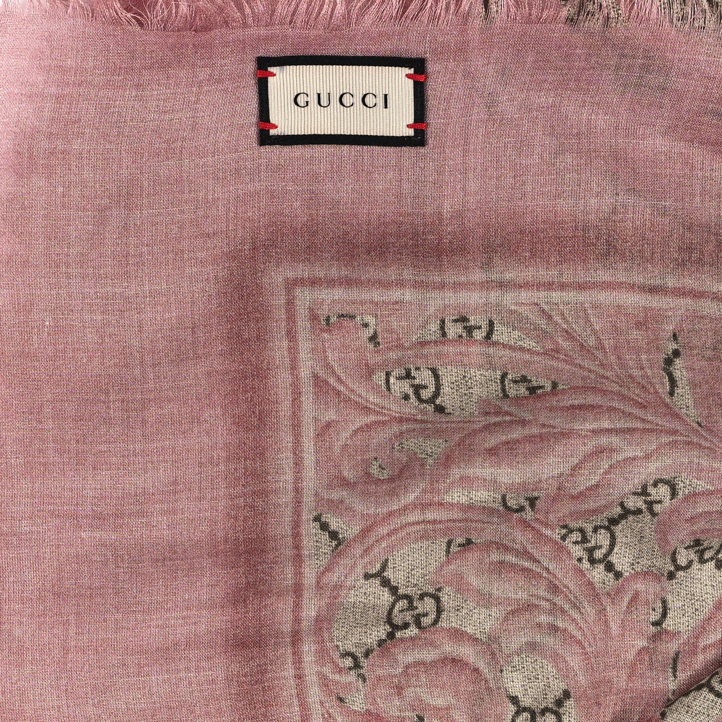 Modal Silk GG Monogram Big Arabesque Shawl Beige Pink