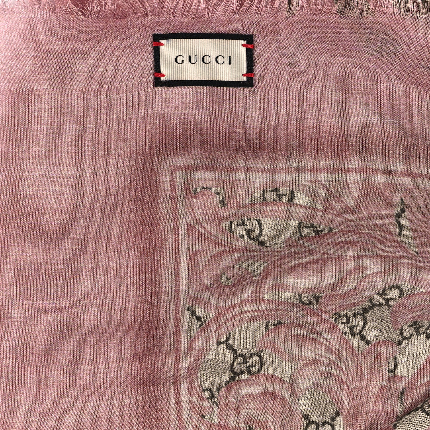 Gucci Modal Silk GG Monogram Big Arabesque Shawl Beige Pink 2 of 3