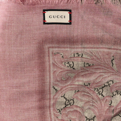 Gucci Modal Silk GG Monogram Big Arabesque Shawl Beige Pink 2 of 3