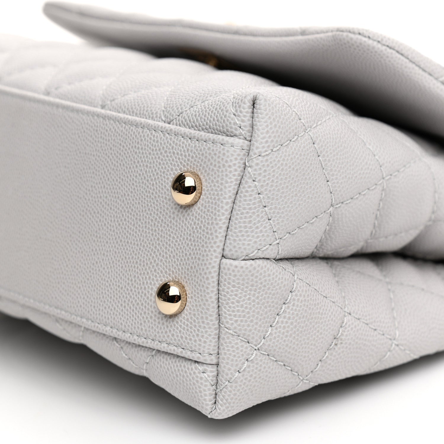 Chanel Caviar Quilted Mini Coco Handle Flap Light Grey 19 of 21