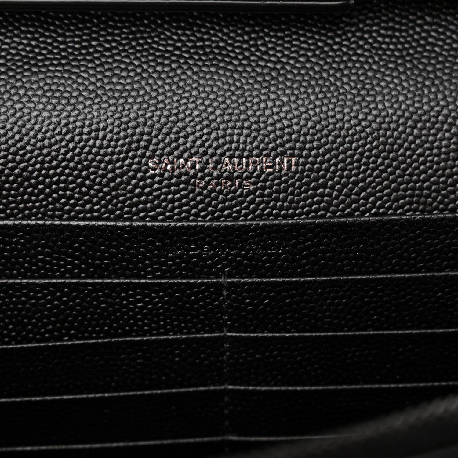 Saint Laurent Grain De Poudre Matelasse Chevron Monogram Monochrome Chain Wallet Black 6 of 14