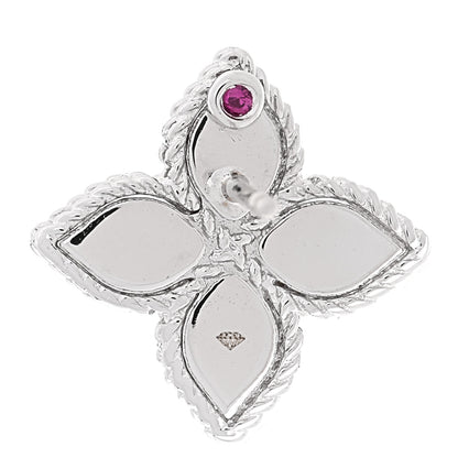 Roberto Coin 18K White Gold Diamond Medium Princess Flower Stud Earrings 5 of 6