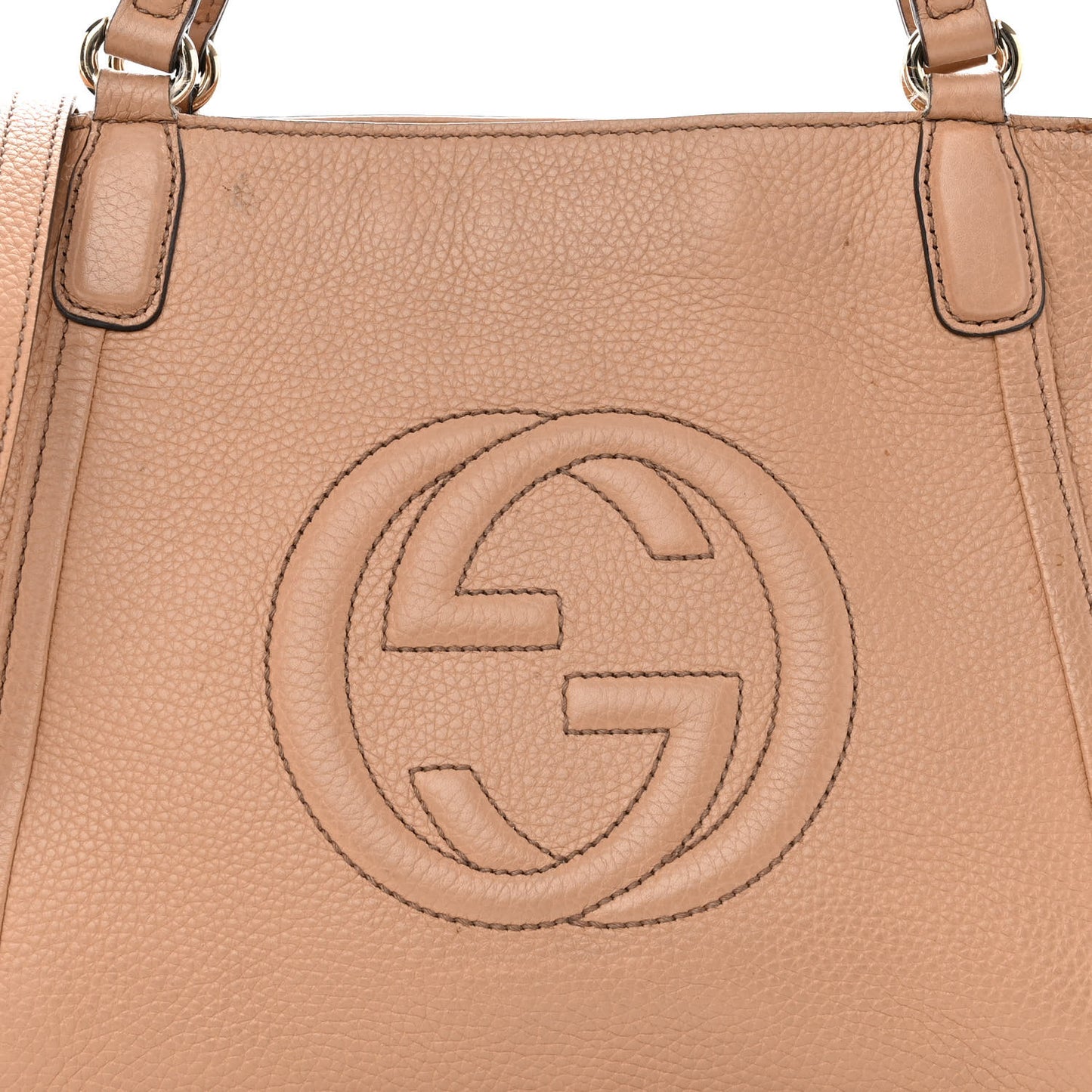 Pebbled Calfskin Small Soho Top Handle Bag Camelia
