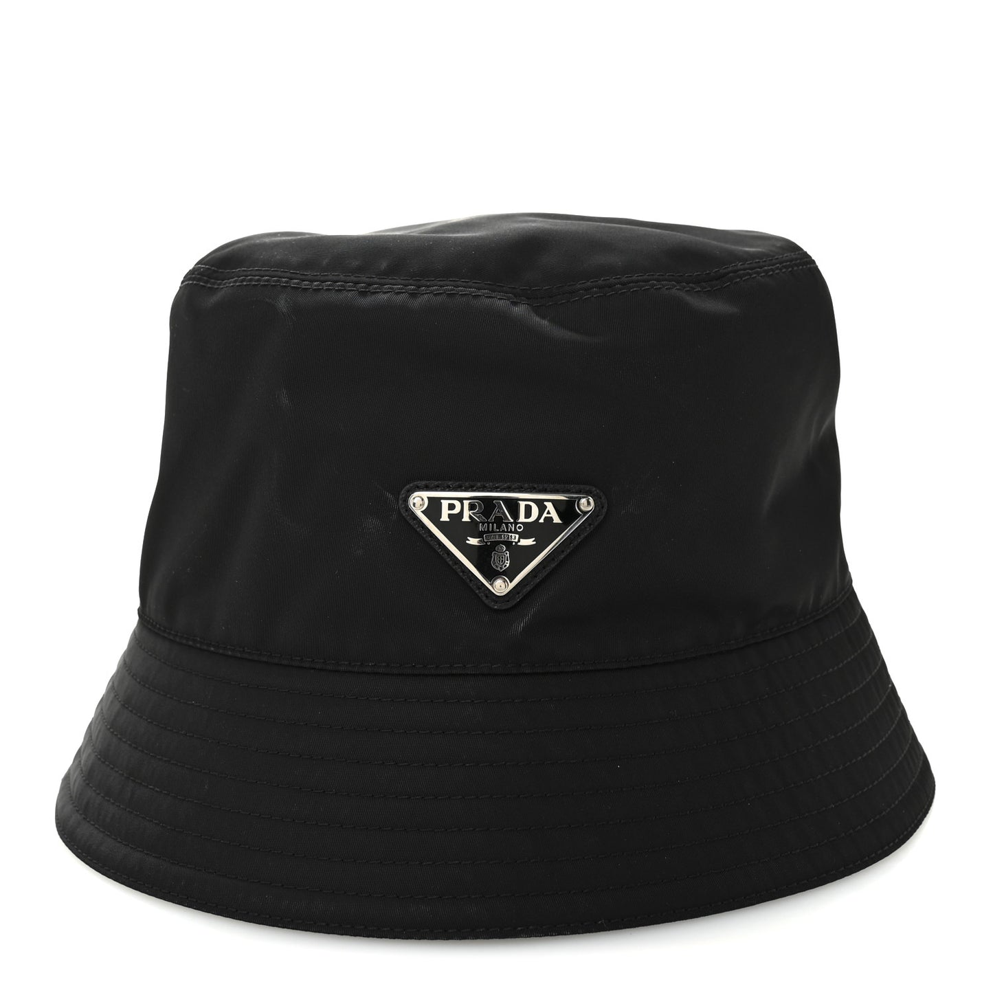 Re-Nylon Metal Triangle Logo Womens Bucket Hat M Black