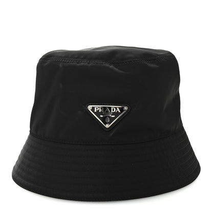 Prada Re-Nylon Metal Triangle Logo Womens Bucket Hat M Black 5 of 9