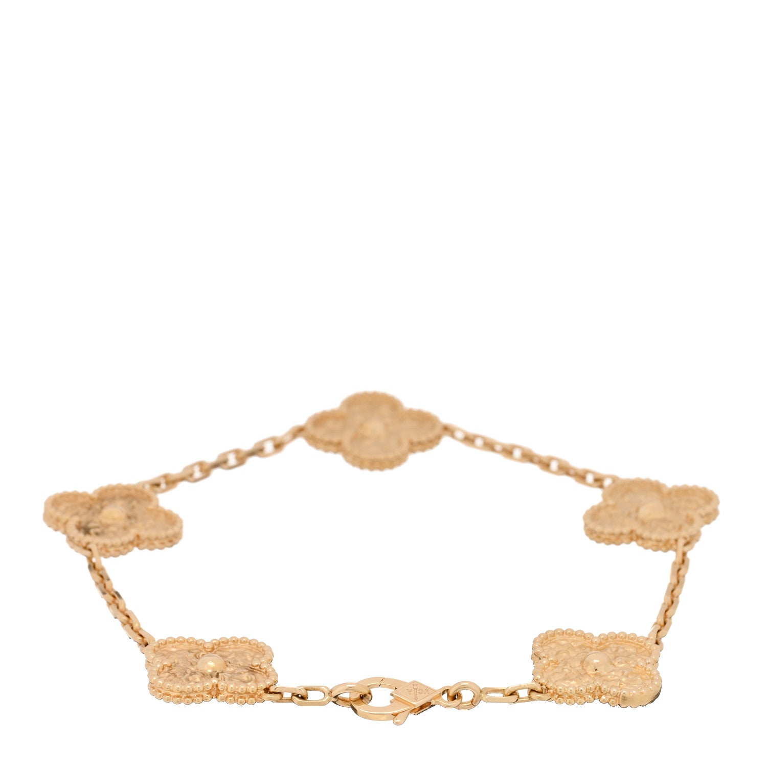 Van Cleef & Arpels 18K Yellow Gold 5 Motifs Vintage Alhambra Bracelet 2 of 3