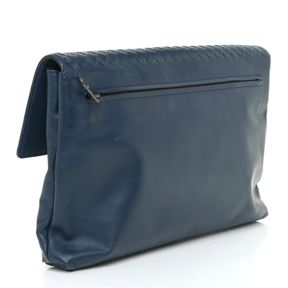 Bottega Veneta Nappa Intrecciato Flap Clutch Blue 3 of 16