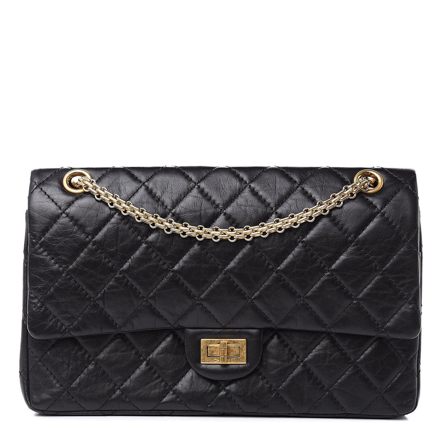 Aged Calfskin Quilted 2.55 Reissue 226 Flap Black