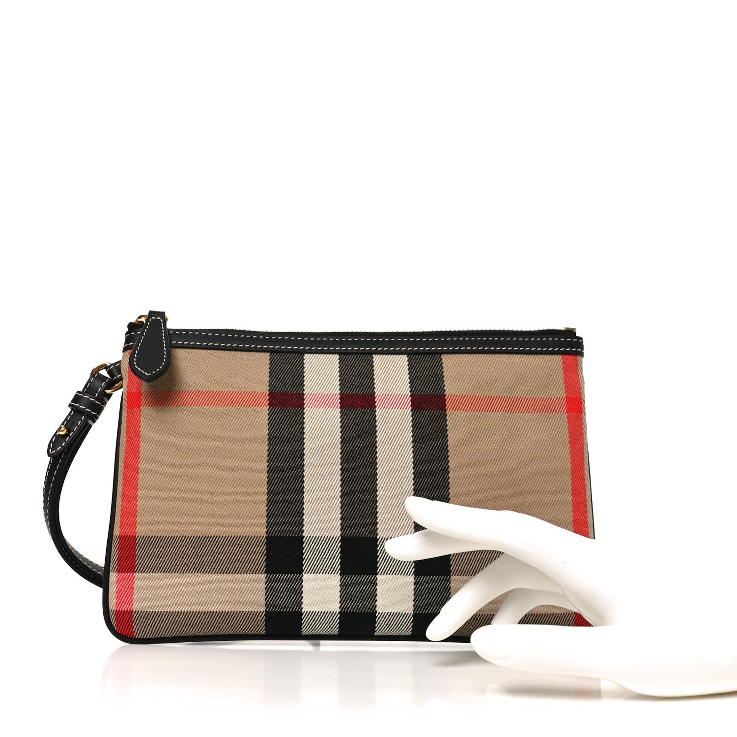 ポーチ ストライプ BURBERRY カラビナ付き CHAIN CROSSBODY CANVAS CHECK HOUSE LEATHER BLACK ABINGDON BURBERRY バッグ