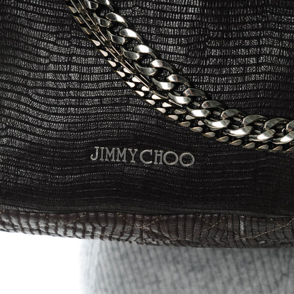 Jimmy Choo Lizard Embossed Large Boho Biker Hobo Quartz 6 of 11