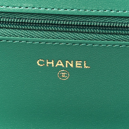 Chanel Lambskin Quilted Wallet On Chain WOC Green 6 of 11