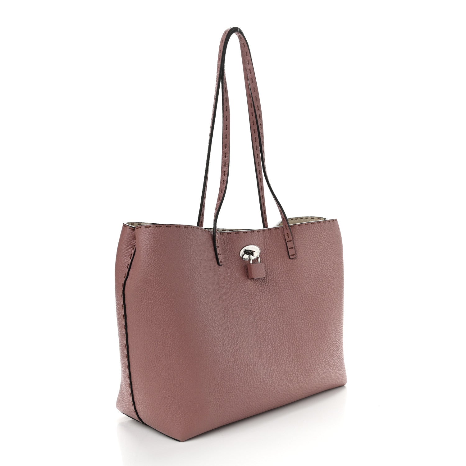 Fendi Cuoio Romano Selleria Bi-Color Carla Shopping Tote English Rose Camelia 3 of 11