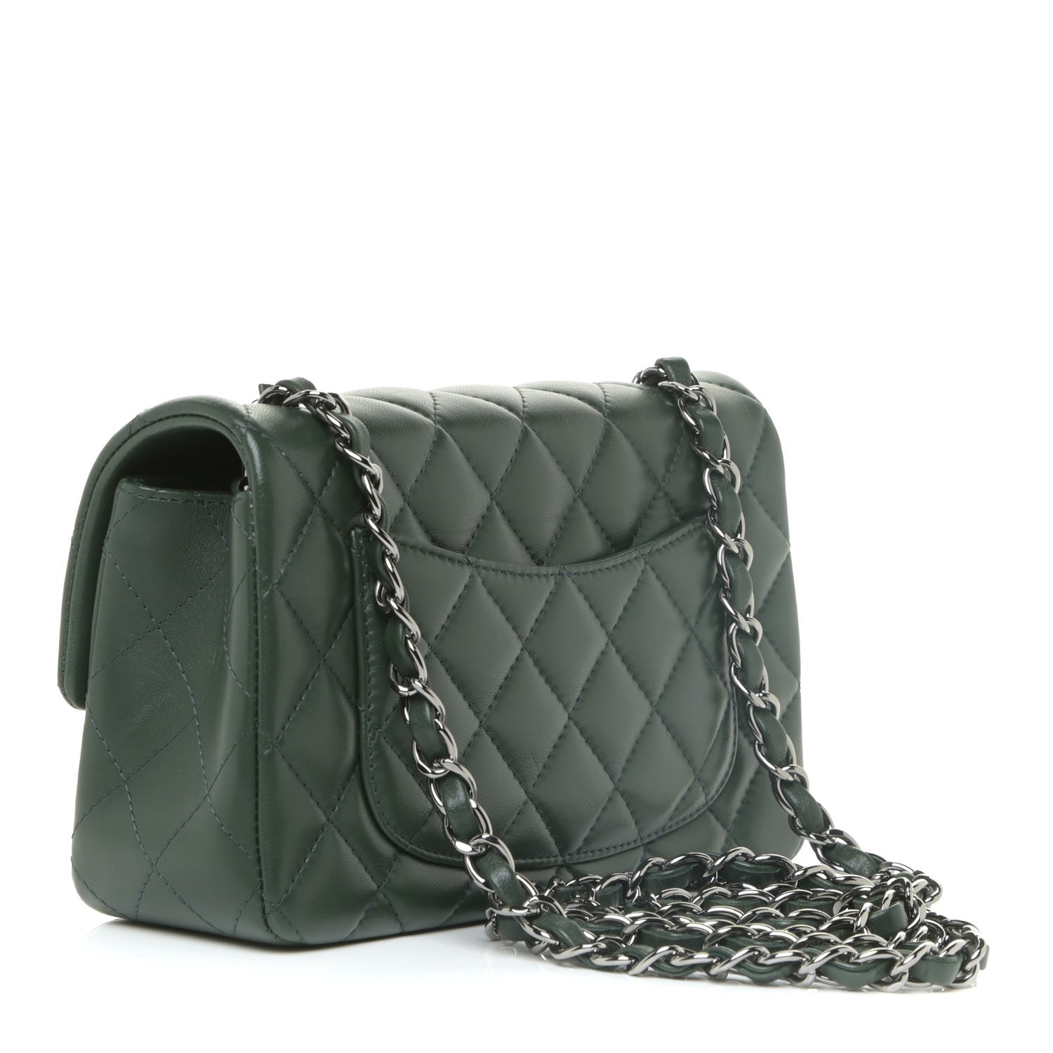 Chanel Lambskin Quilted Mini Rectangular Flap Green 3 of 15