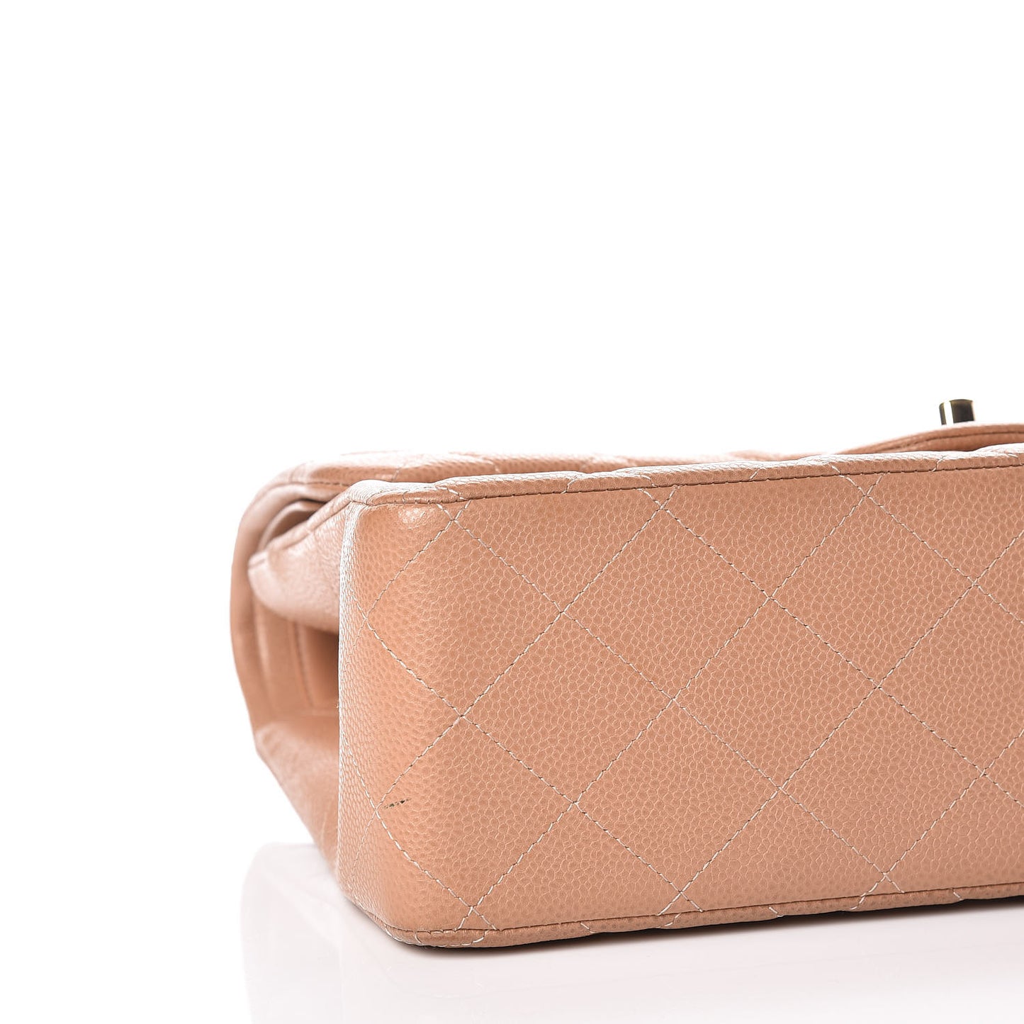 Caviar Quilted Jumbo Double Flap Beige Clair