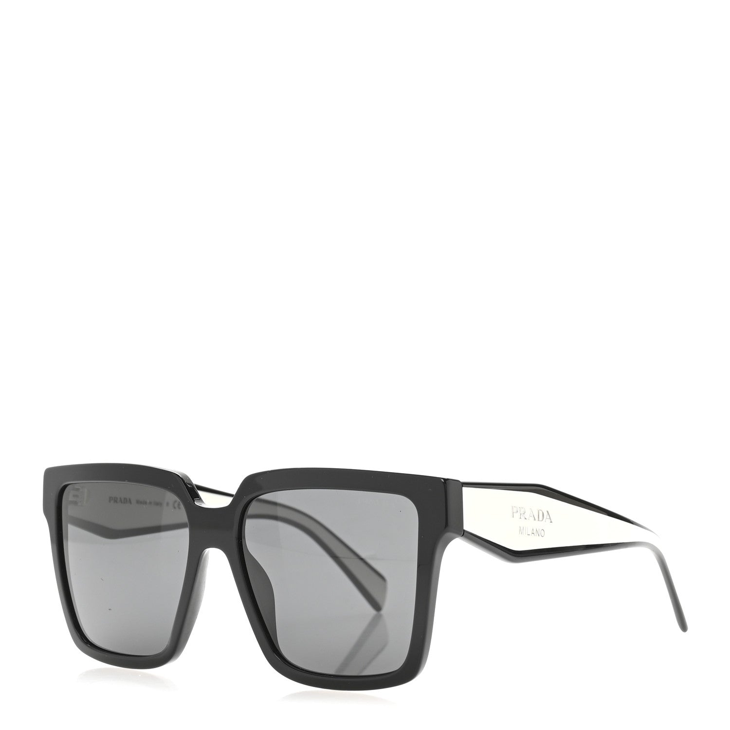 Prada Acetate Square Sunglasses SPR 24Z Black White 1 of 8