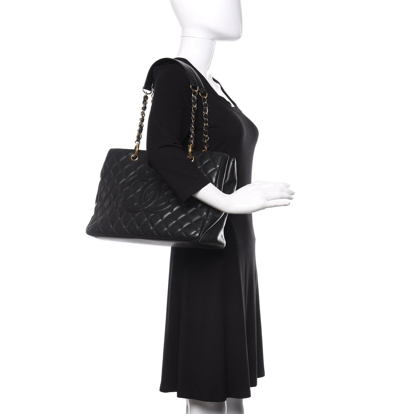 Caviar Quilted Grand Shopping Tote GST Black