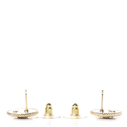 Chanel Crystal CC Round Earrings Gold 3 of 4