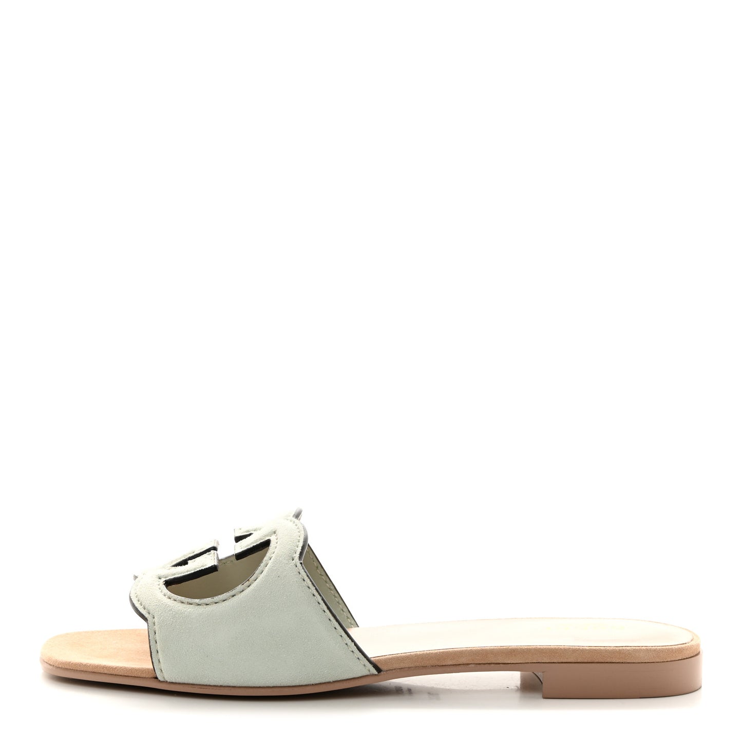 Kid Scamosciato Interlocking G Cut Out Slide Sandals 38.5 Pale Green
