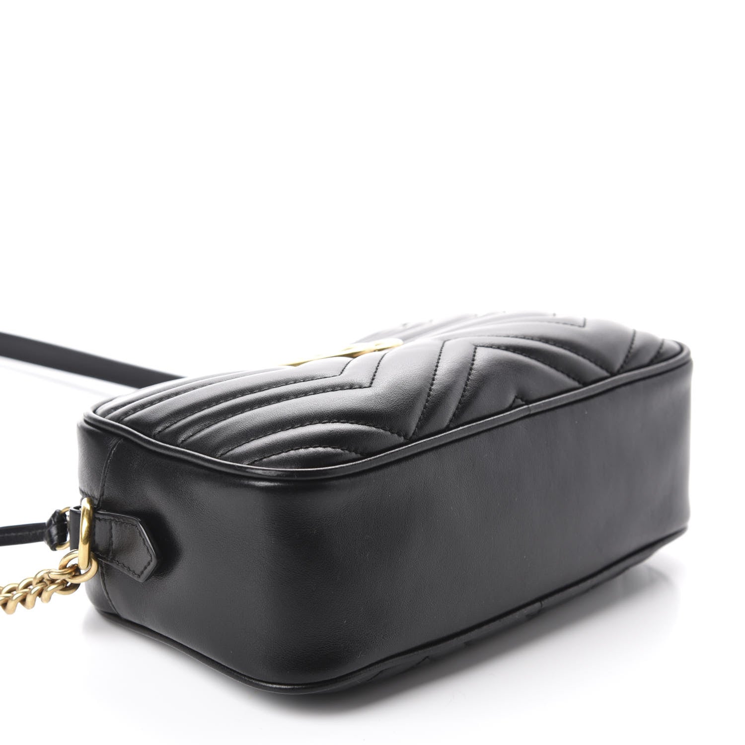 Gucci Calfskin Matelasse Small GG Marmont Chain Shoulder Bag Black 4 of 10