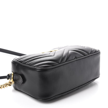 Gucci Calfskin Matelasse Small GG Marmont Chain Shoulder Bag Black 4 of 10