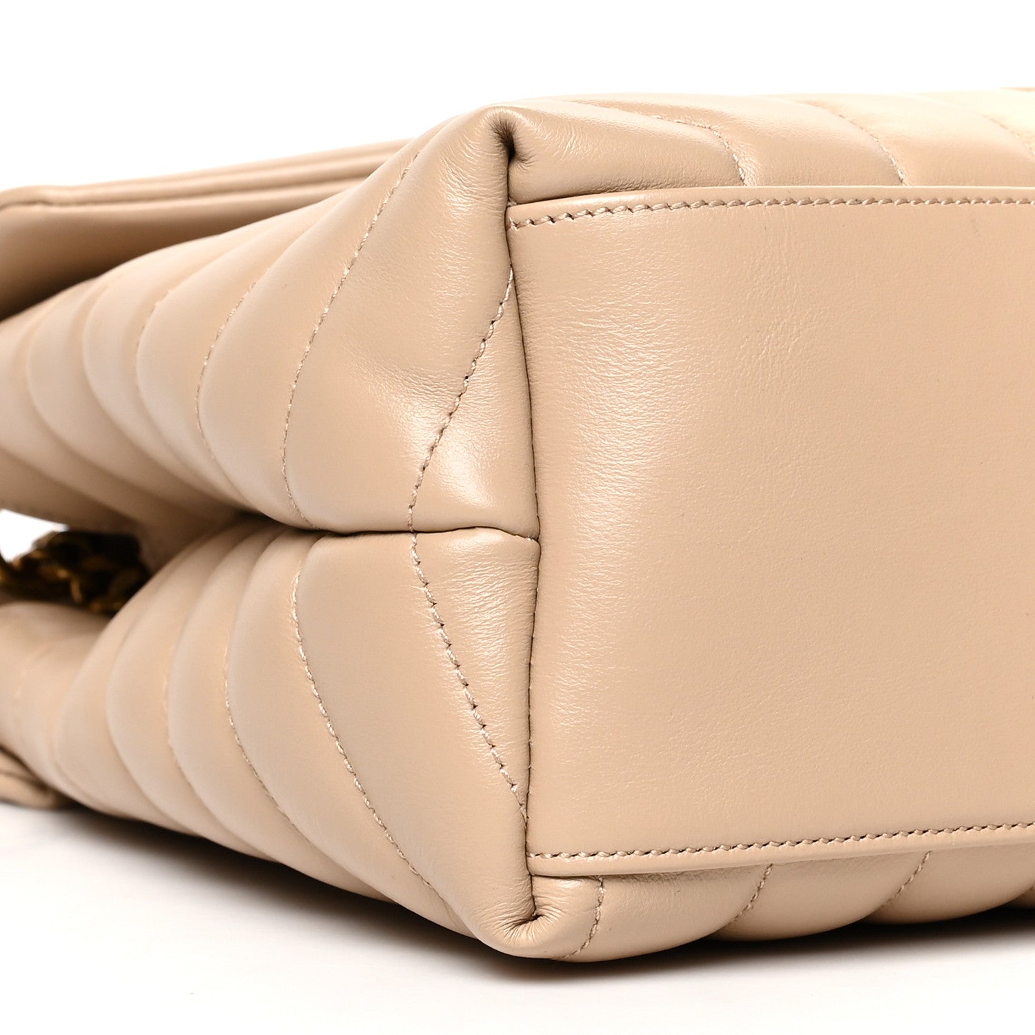 Saint Laurent Calfskin Y Quilted Monogram Medium Loulou Chain Satchel Dark Beige 10 of 14