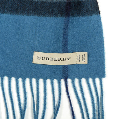 Burberry Cashmere Giant Check Fringe Scarf Bright Cornflower Blue 3 of 4