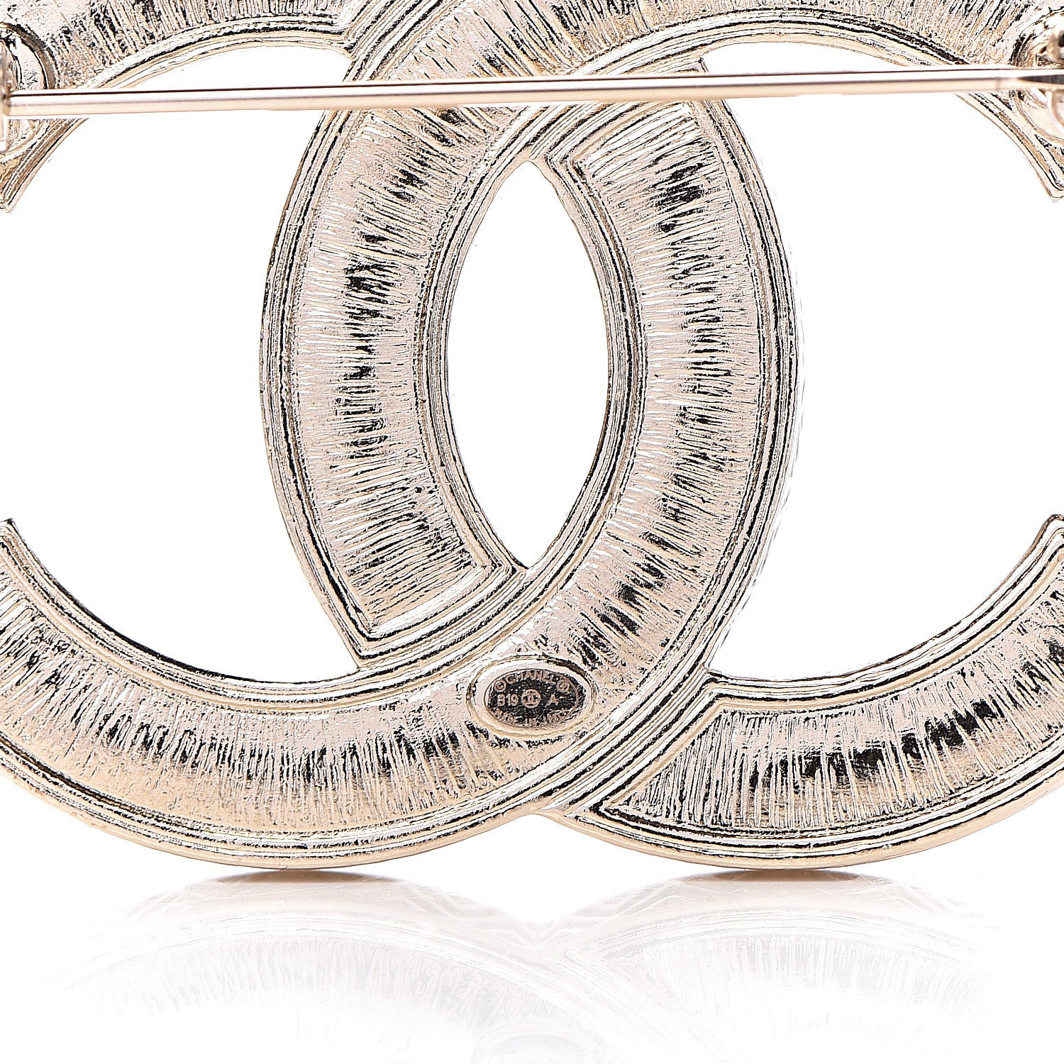 Chanel Crystal CC Brooch Light Gold 4 of 5
