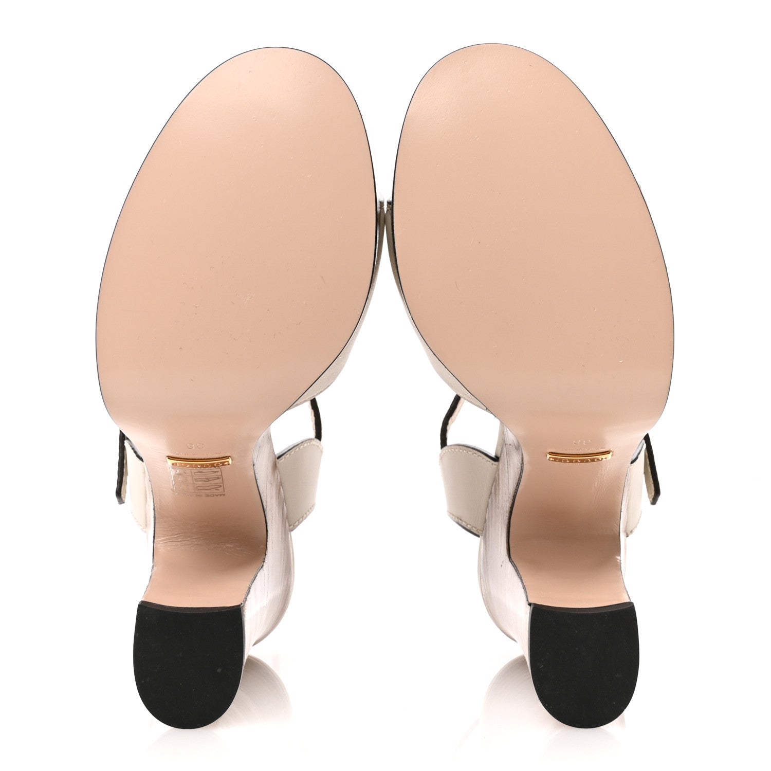 Gucci Cosmos Softy Calfskin Wooden Interlocking G Cut-Out 30/120mm Platform Sandals 38 Mystic White 6 of 13