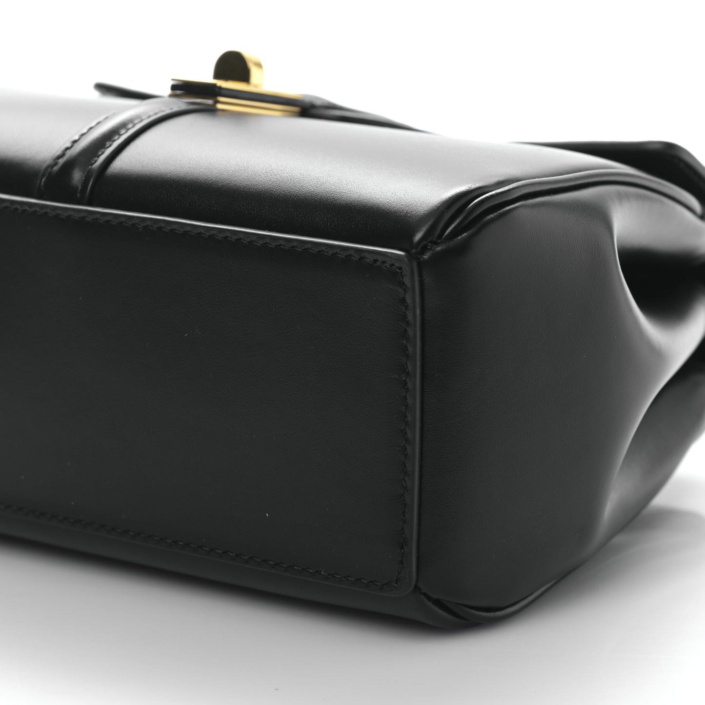 Satinated Calfskin Mini 16 Top Handle Bag Black