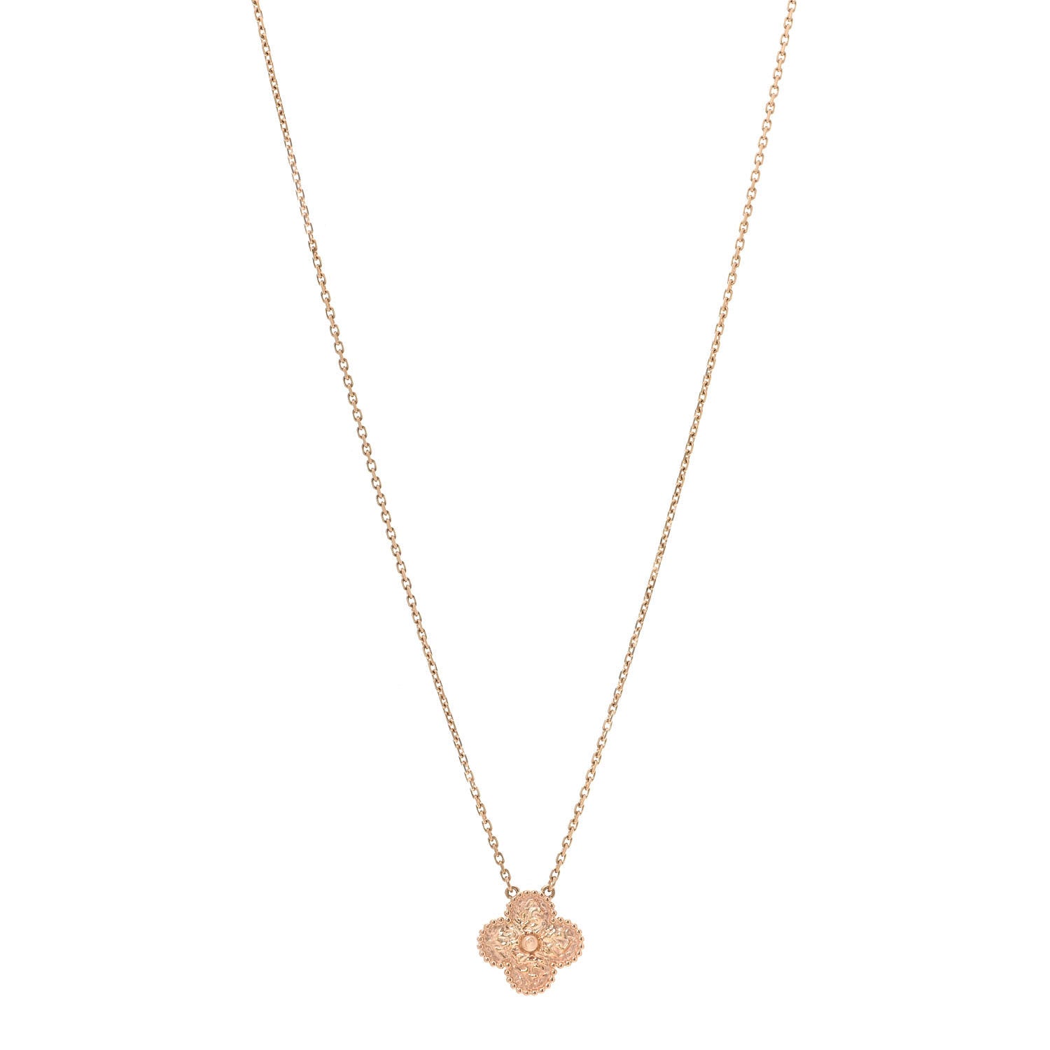 Van Cleef & Arpels 18K Rose Gold Vintage Alhambra Pendant Necklace 1 of 5