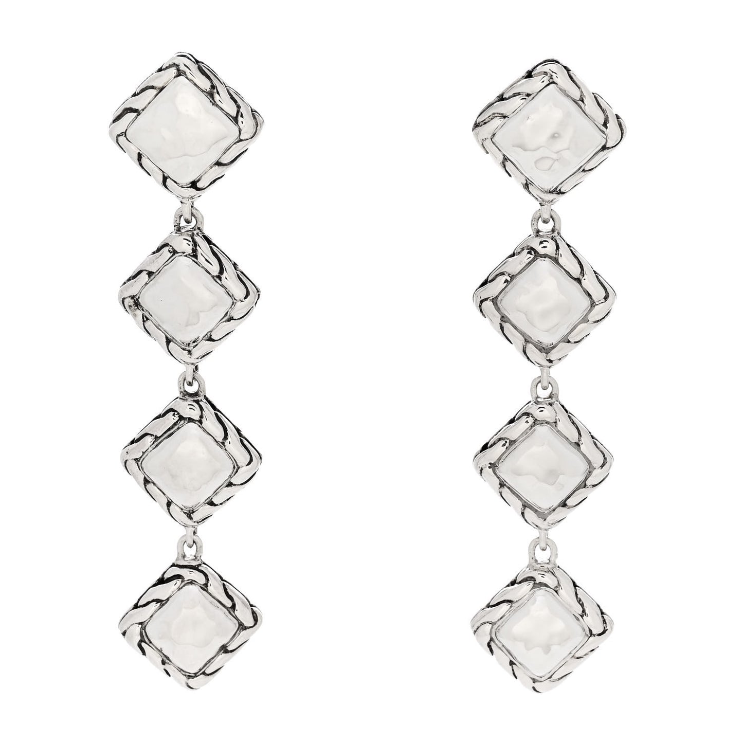 Sterling Silver Palu Square Drop Earrings